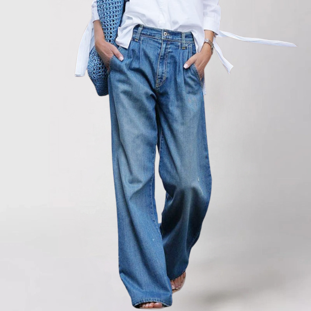 Clara Women's Jeans - Elegant Wide Pants in High Quality Denim with Comfortable Fit