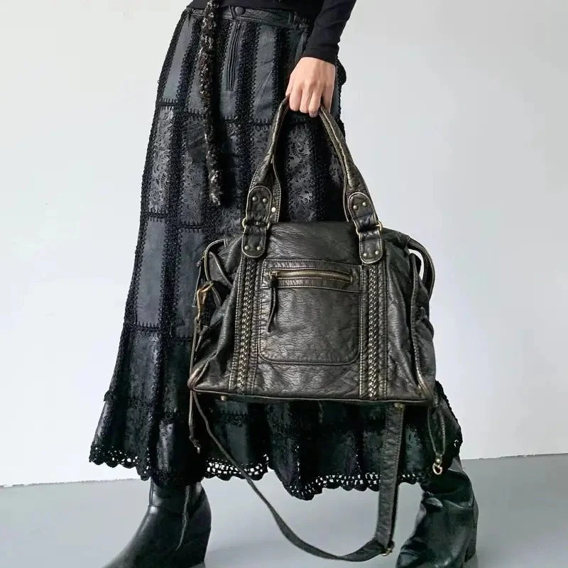 Rachela | Black Large Handbag | Premium Soft Leather