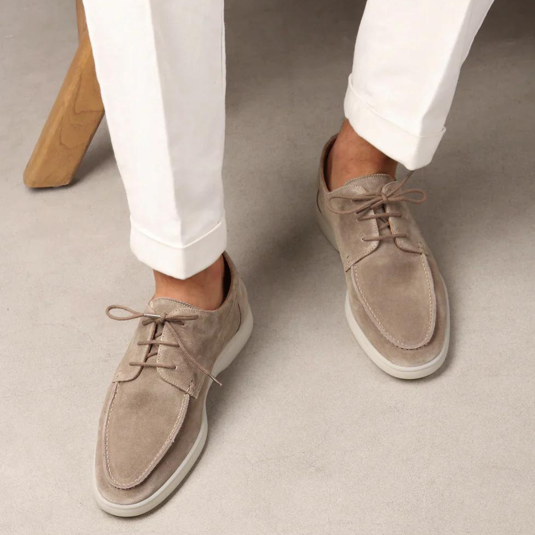 James Men's Leather Moccasins - Elegant Half Boots with Lacing and Timeless Design