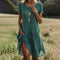 Lise | Short-sleeved polka-dot crew-neck midi dress