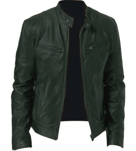 Brodie PU-PU leather jacket with stand-up collar