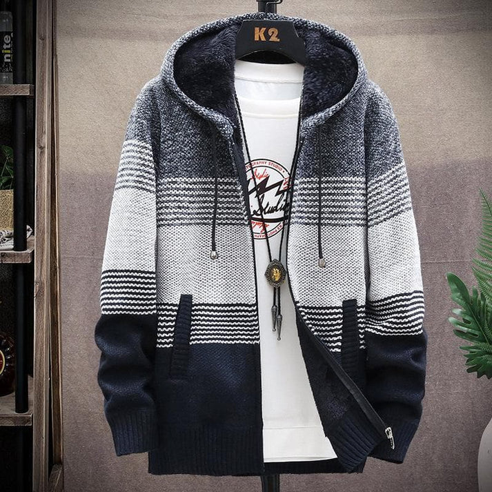 Men's Warm Hooded Zip Sweater