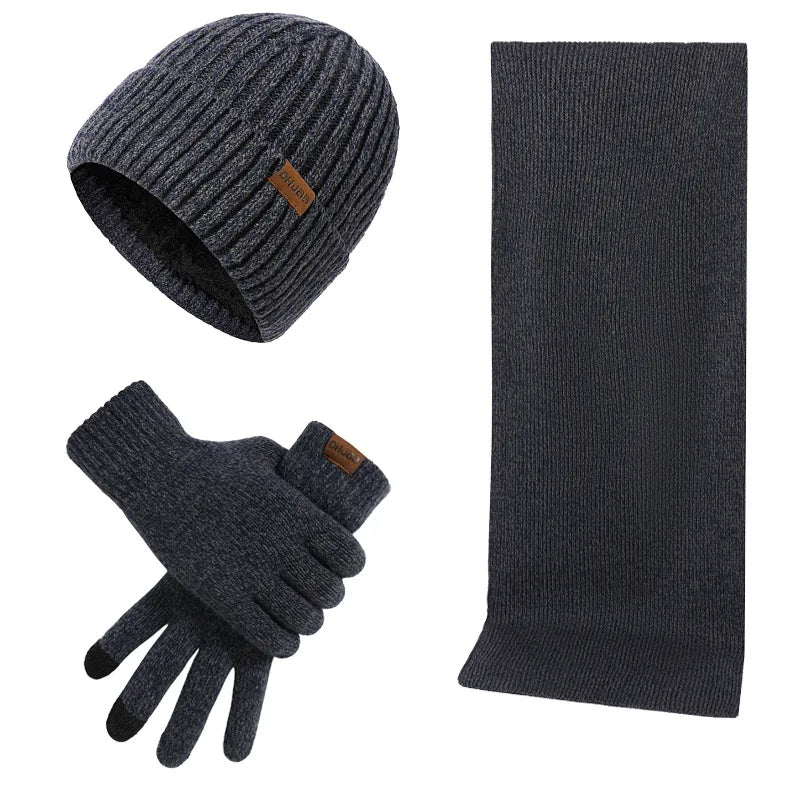 Casual winter set with hat, scarf and gloves for men