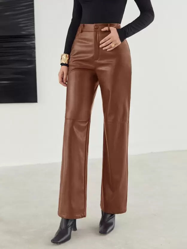 Fashionable leather trousers with a comfortable fit for spring - women