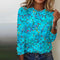 Casual cotton blend T-shirt with leaf print - Women