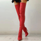 Women's high-heeled, zippered and pointed toe boots - High-thigh