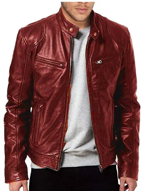Brodie PU-PU leather jacket with stand-up collar