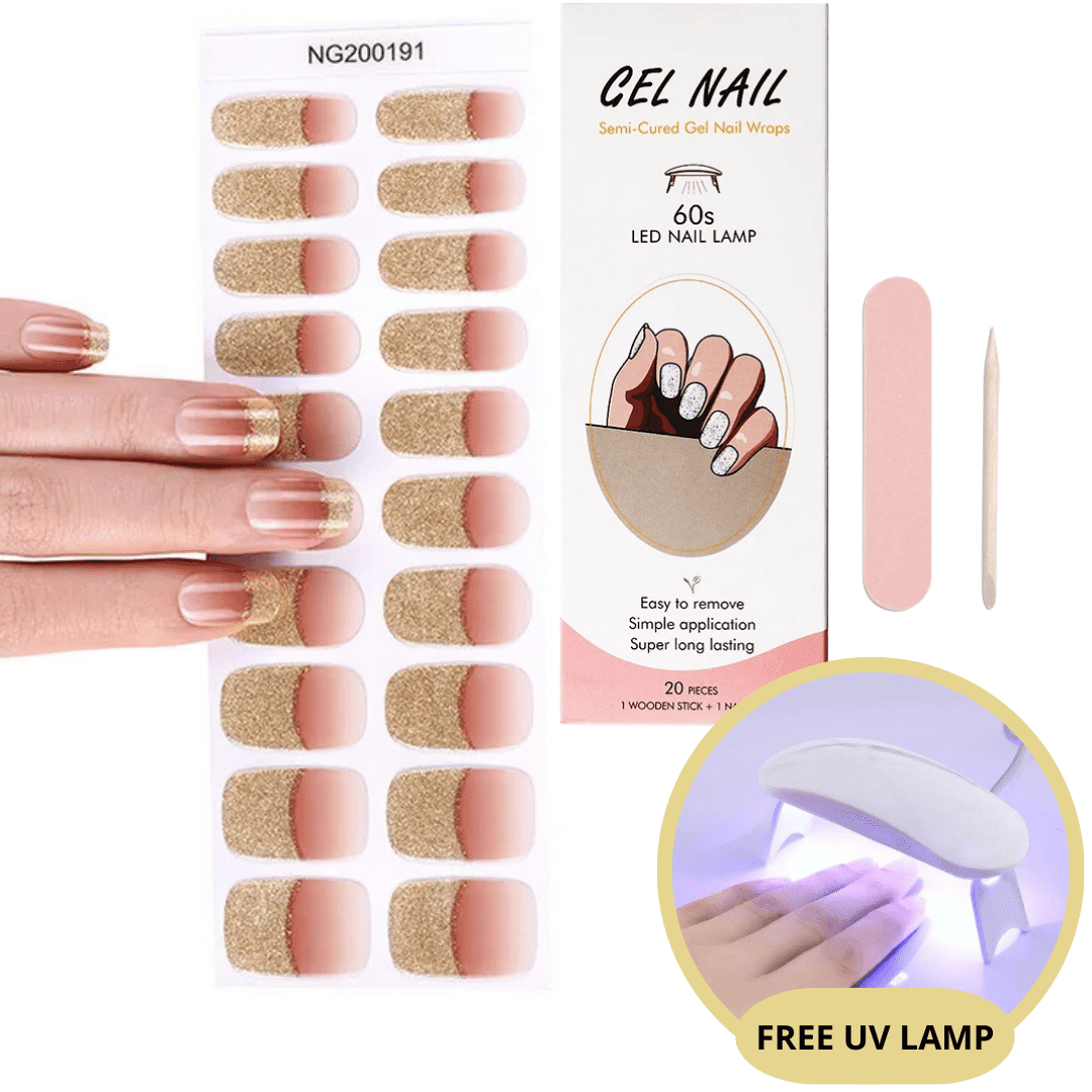 Gel nail sticker set with UV lamp