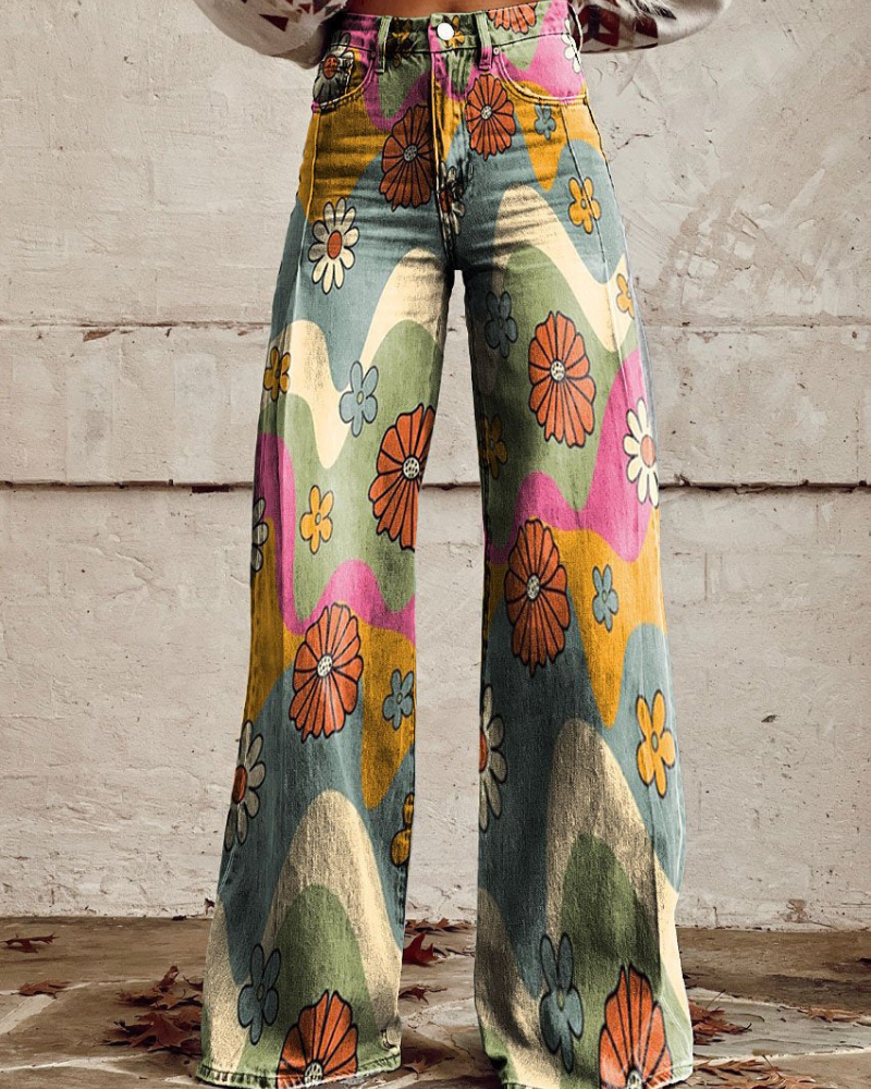 Persephone - Floral Wide Leg Trousers