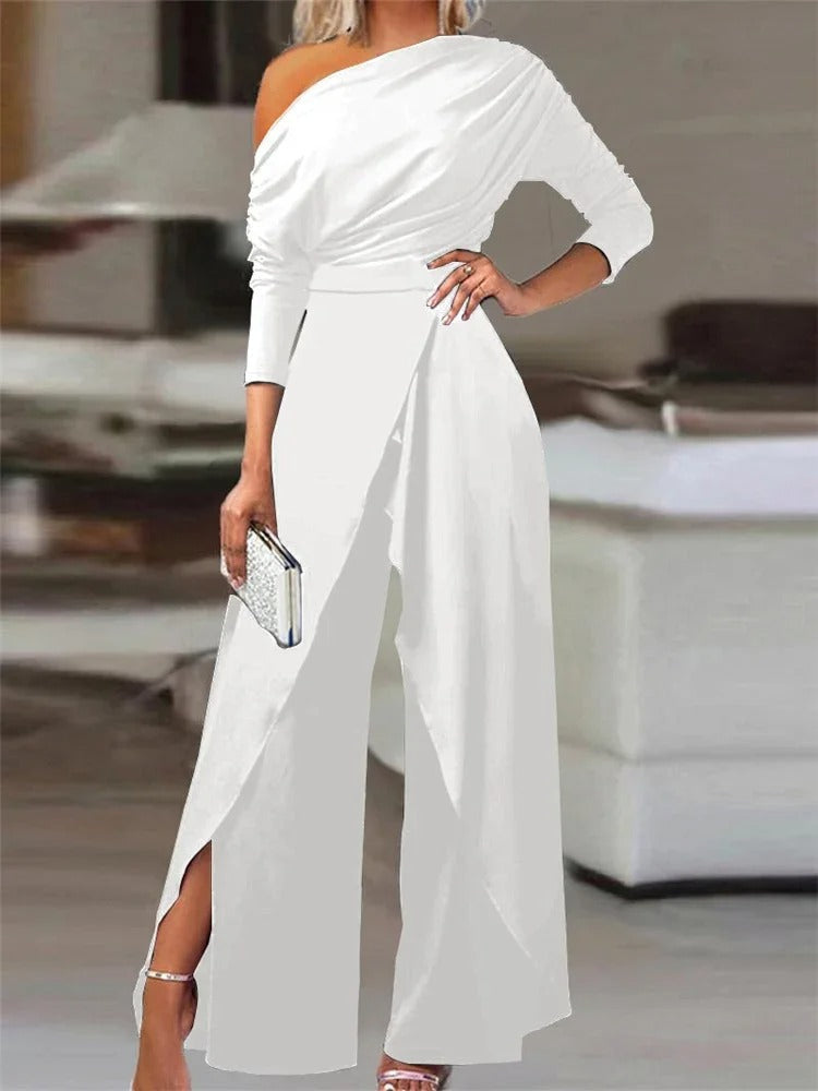 Anne | Women's Elegant Off-the-Shoulder Jumpsuit with Stylish Slit for Women