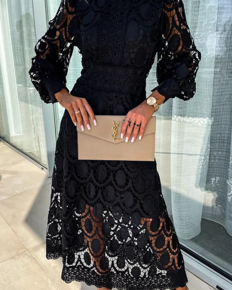 Scarlett - Elegant Long Sleeve Midi Dress