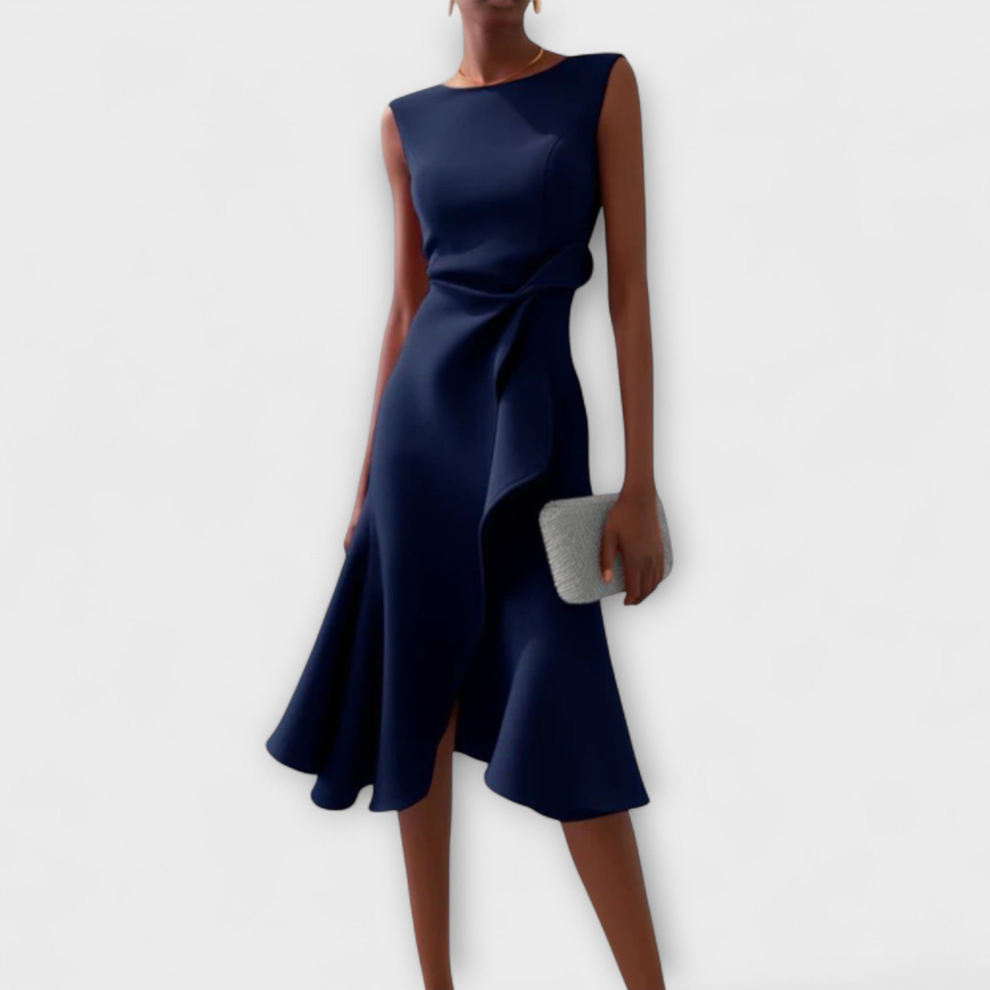 Helena - Draped Asymmetric Midi Dress