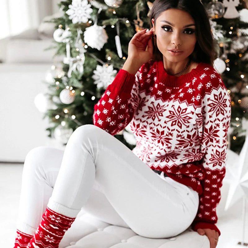Suéter de Navidad copo de nieve mujeres casual comfy - Briar