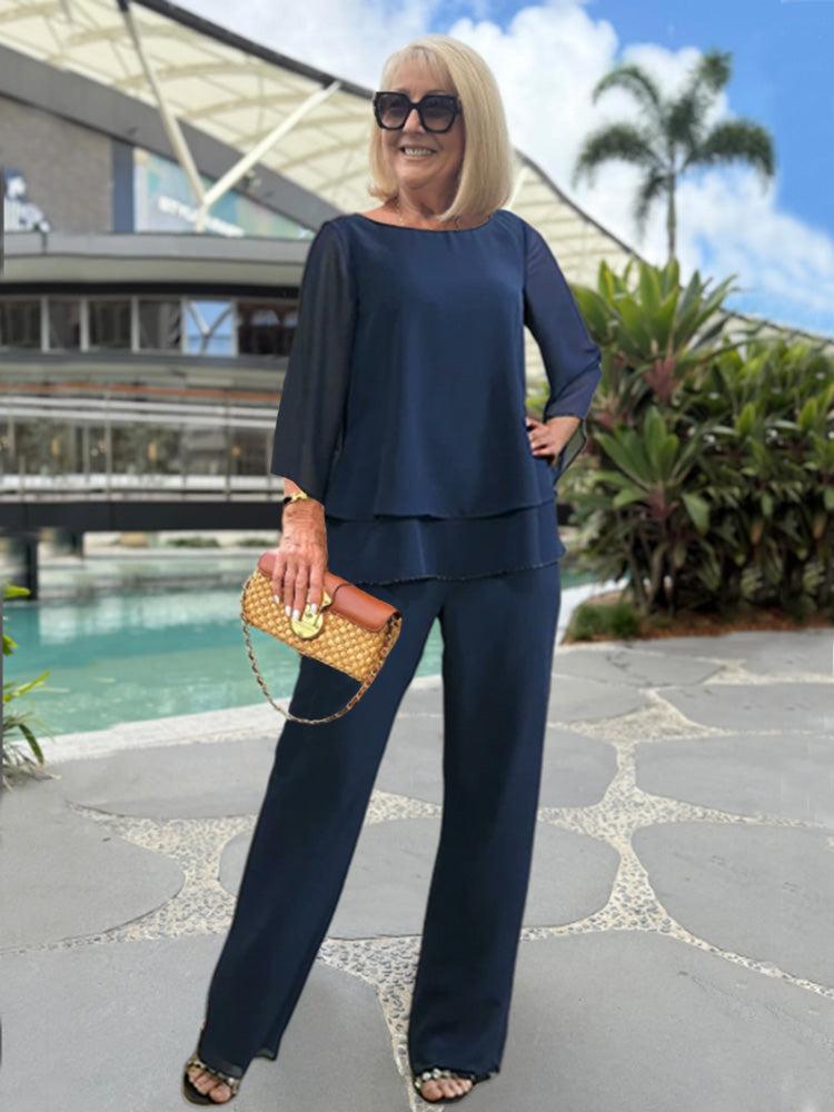 Wendy Women's Set - Elegant Set with 3/4 Blouse and Comfortable Pants for Any Occasion