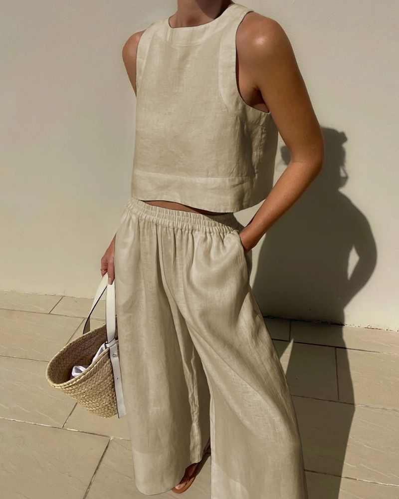 Jhara Women's Set - Elegant and Comfortable Linen Set with Slimming Cut