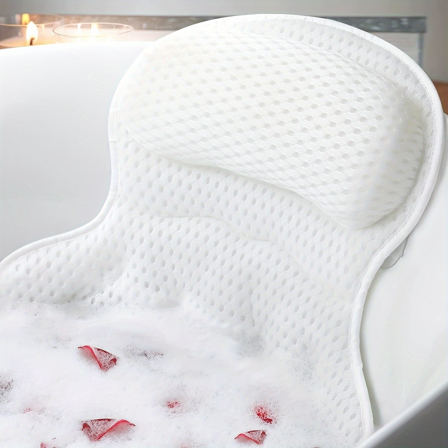 Cuscino da bagno LuxieSpa 4D Luxe - Cuscino traspirante con supporto per collo e schiena per un bagno rilassante