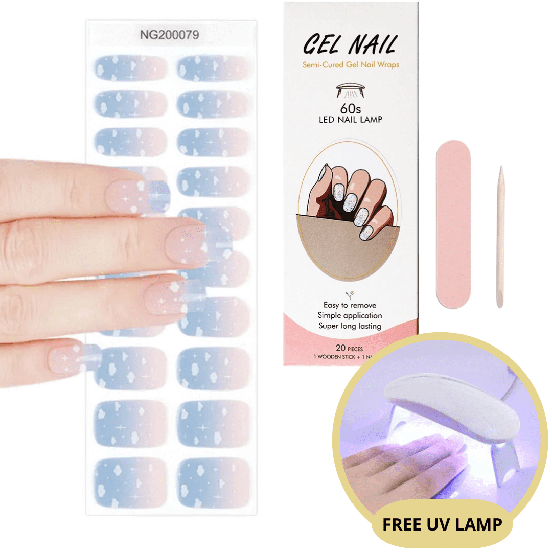 Gel nail sticker set with UV lamp