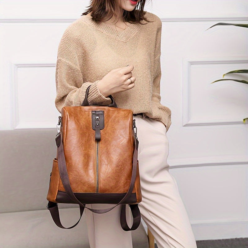 Bag backpack for women made from vegan PU leather with a secure design