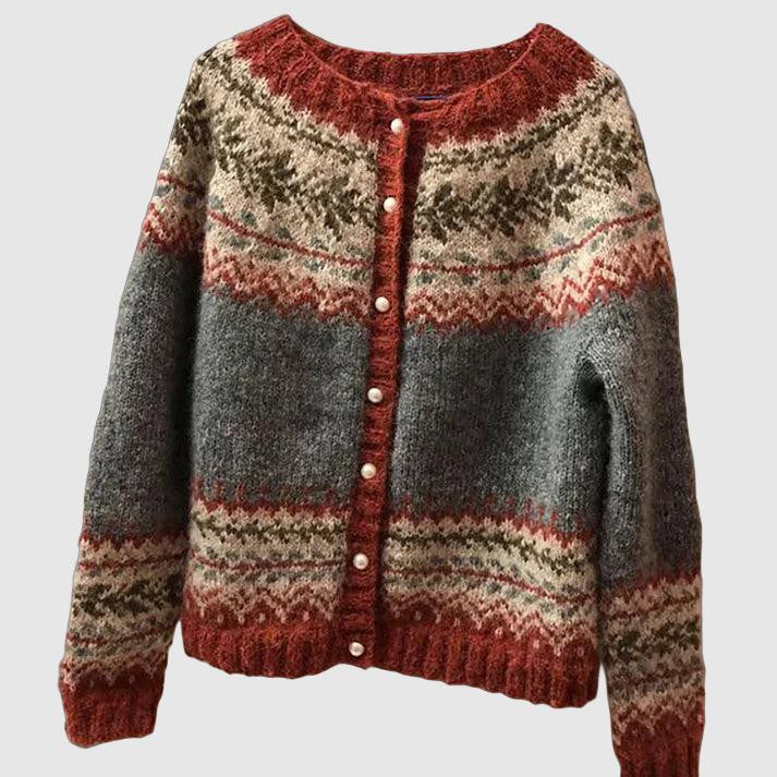 Women's Nordic Knitted Cardigan – Fair Isle Pattern