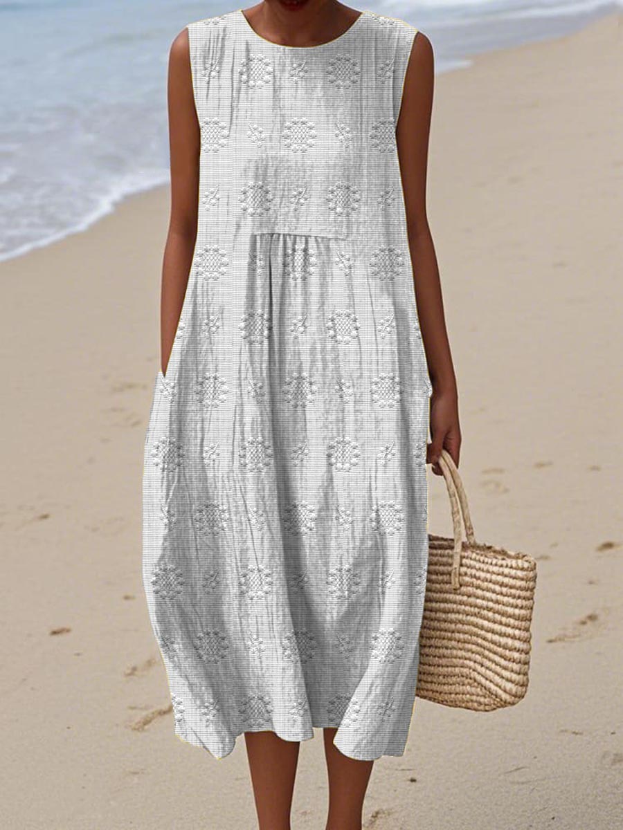 Ivy - Elegant Sleeveless Cotton Dress with Pockets