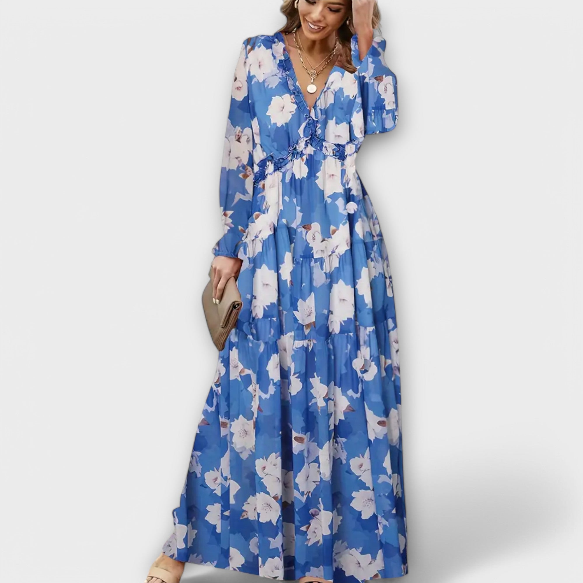 Nova - Elegant Patterned Maxi Dress
