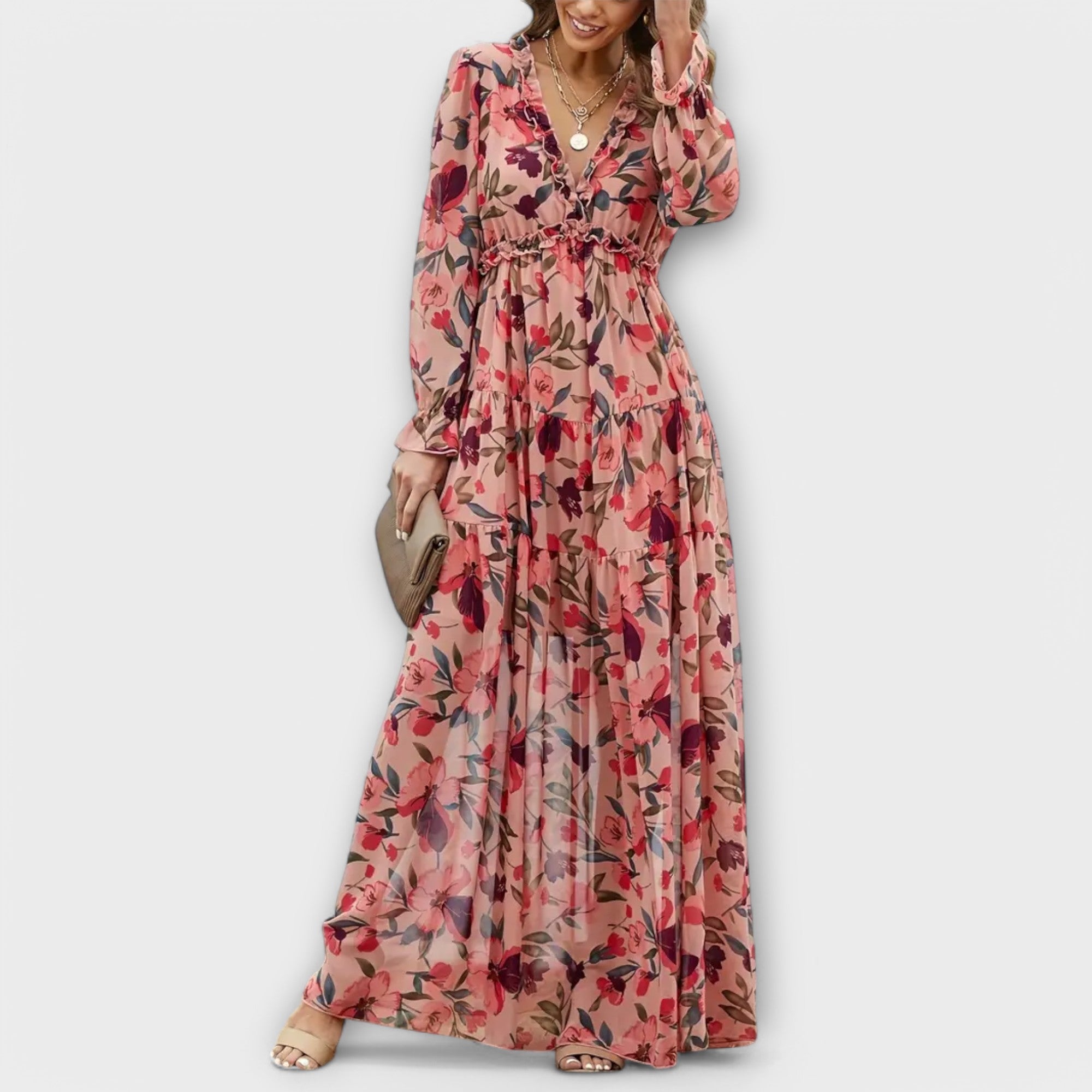 Nova - Elegant Patterned Maxi Dress