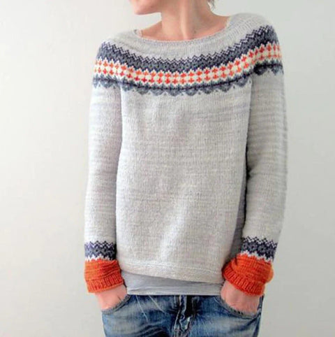 Stylowy damski sweter z retro wzorem na jesień