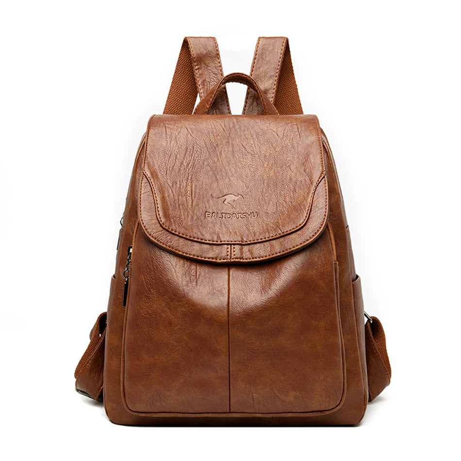 Theft-proof leather backpack for stylish women | Edah