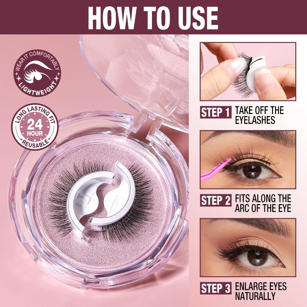 Reusable self-adhesive eyelashes