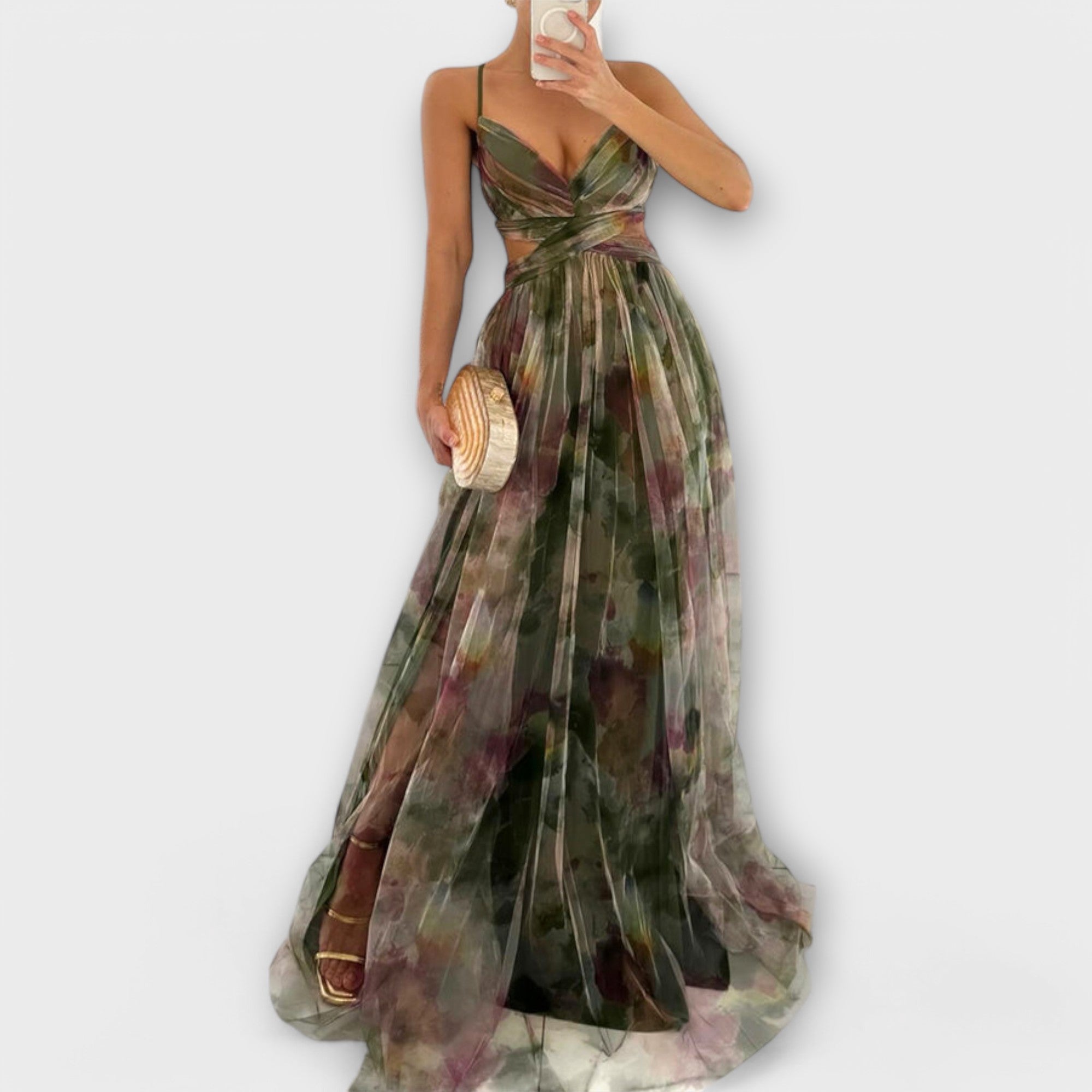Anya - Elegant Fitted Mesh Maxi Dress