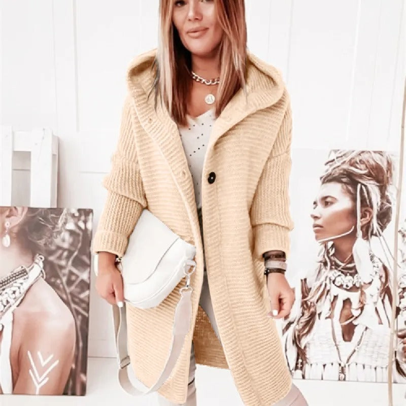 Elegant women's cardigan with hood - cashmere Look