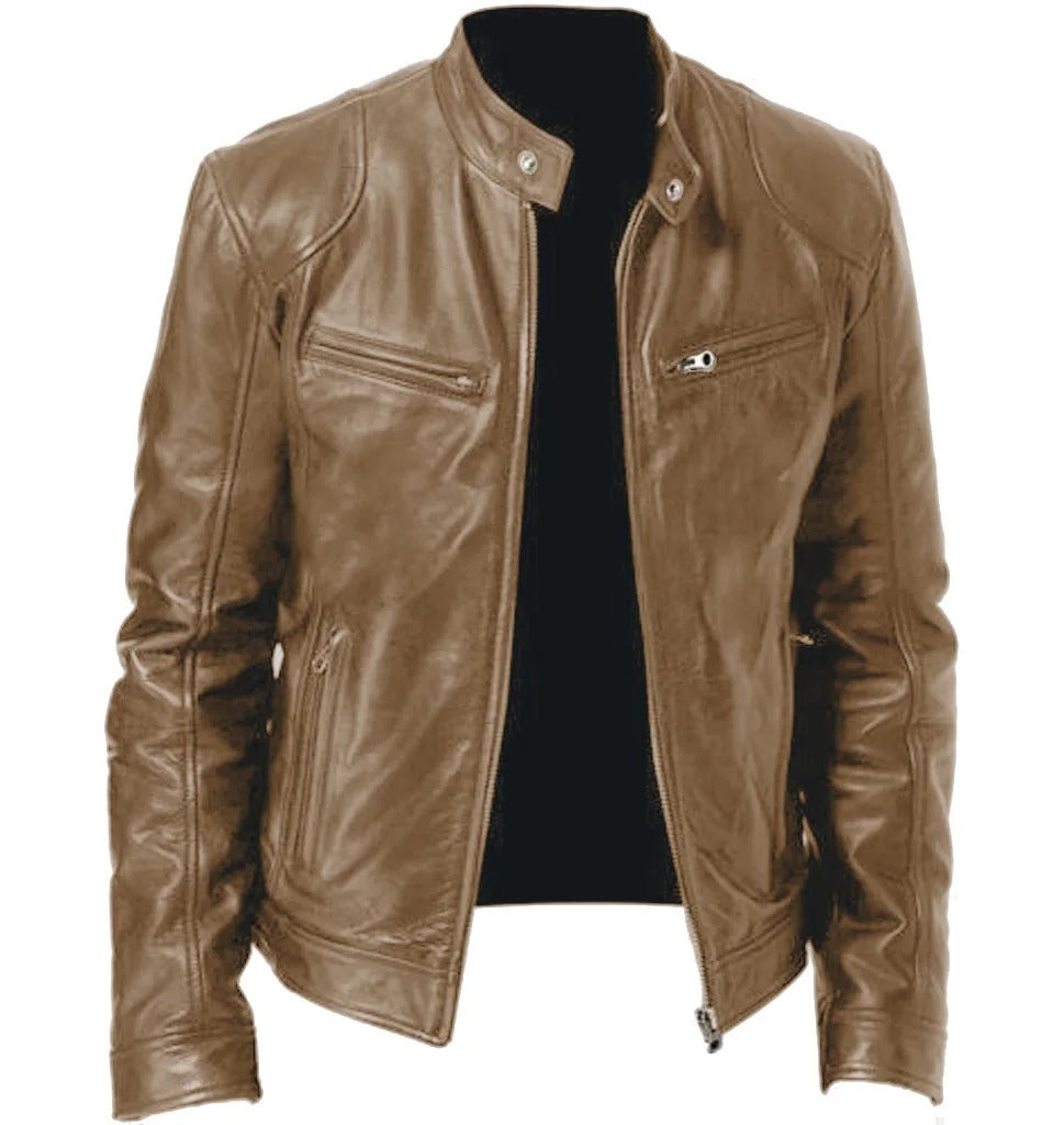 Brodie PU-PU leather jacket with stand-up collar