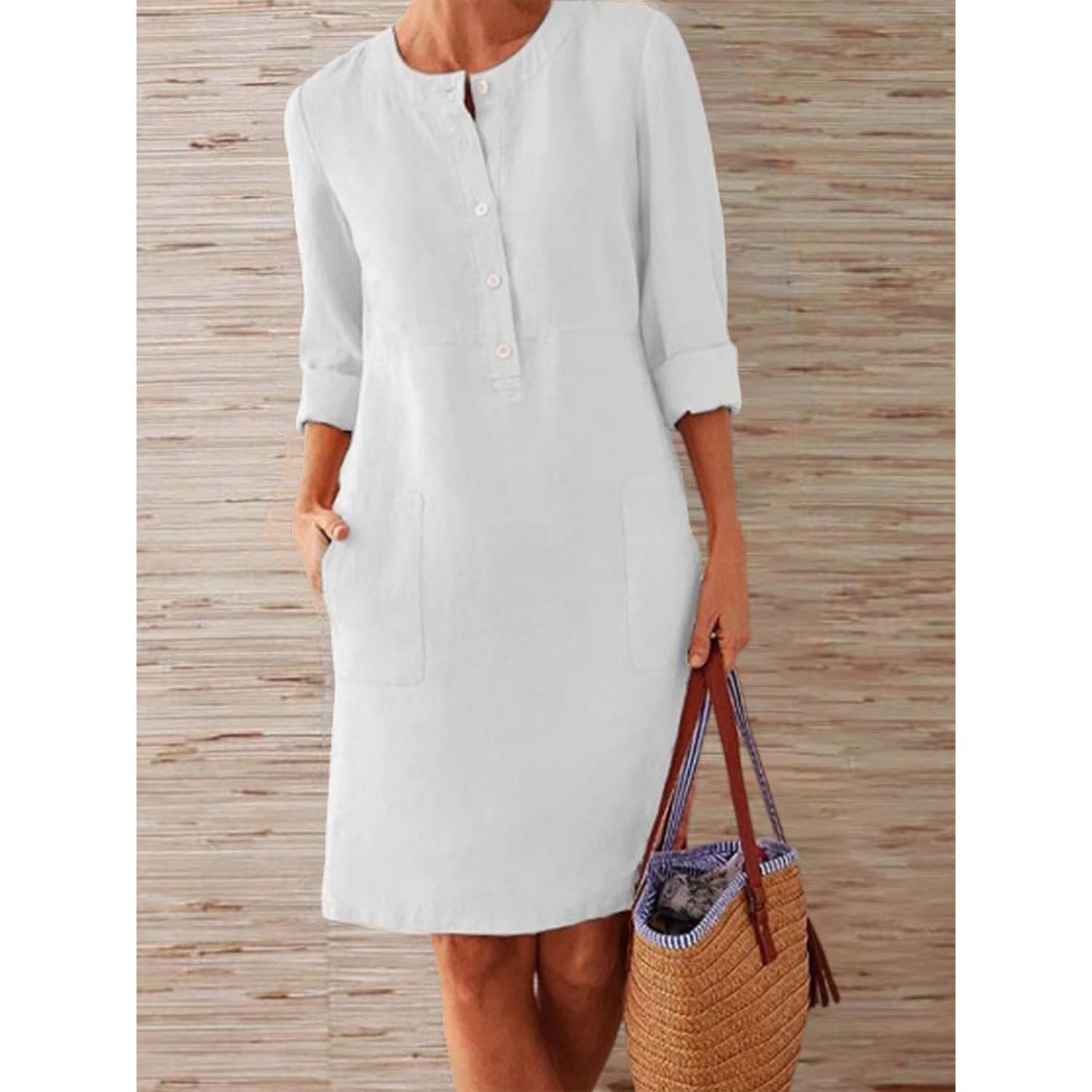 Knee-length linen dress | Simplicity and elegance with Comfortable style