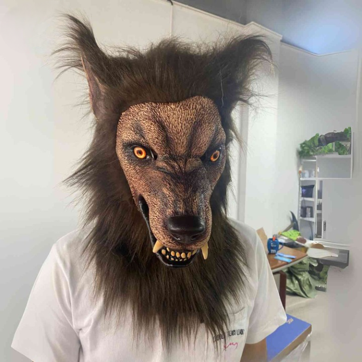 Maschera Lupinox | Testa di lupo in lattice, si illumina ed è ideale per Halloween