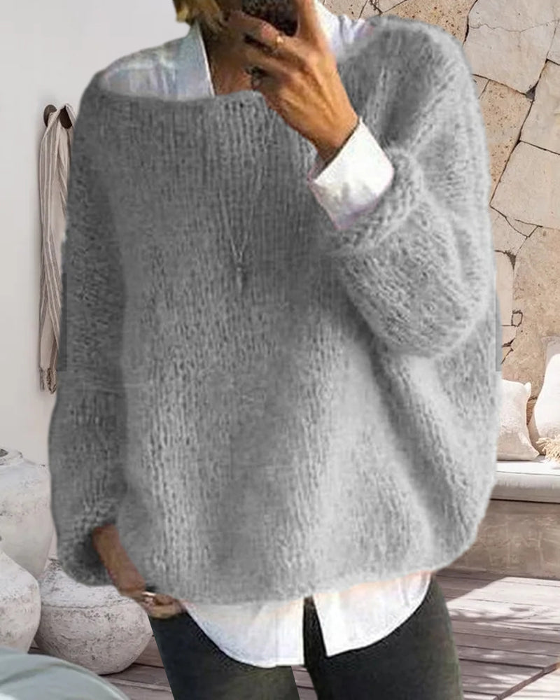 Classic off-shoulder knitted sweater for women