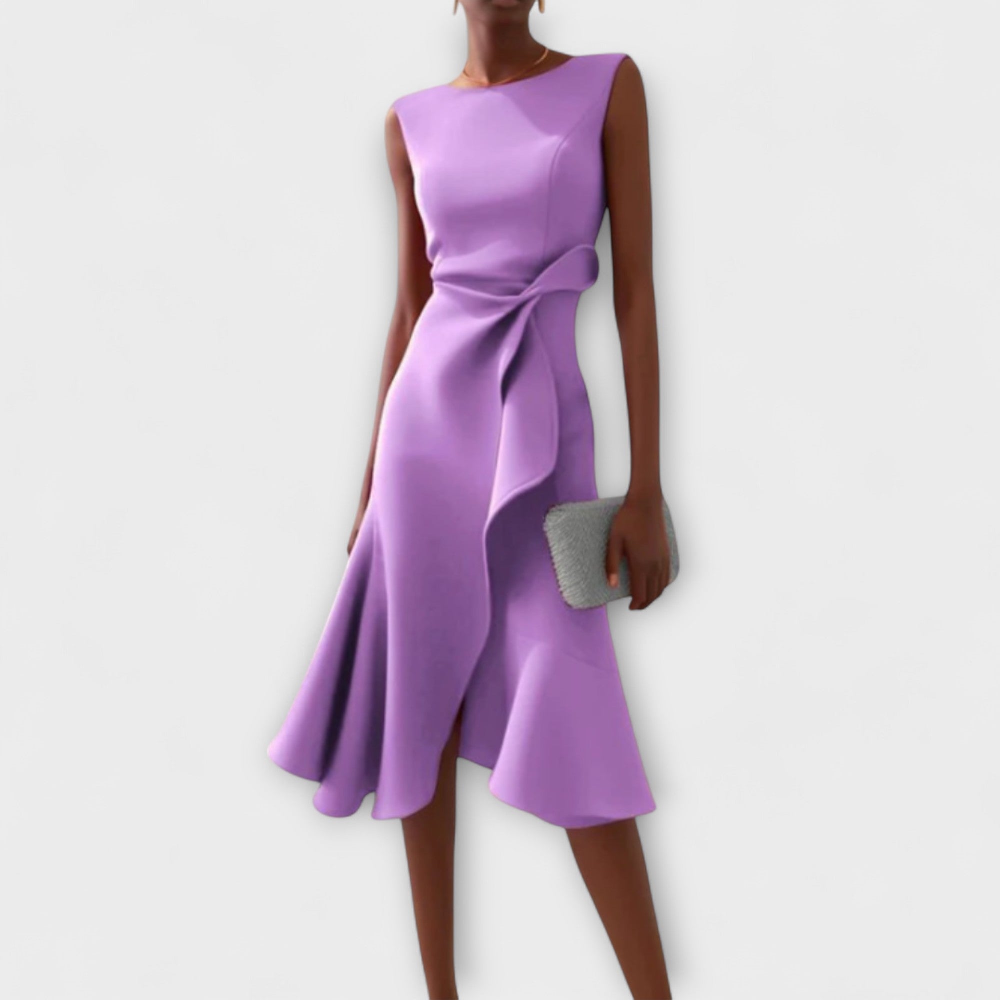 Helena - Draped Asymmetric Midi Dress