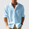 Daniel Men's Summer Shirt - Blue Striped Linen Blend Cotton & Cut Shirt