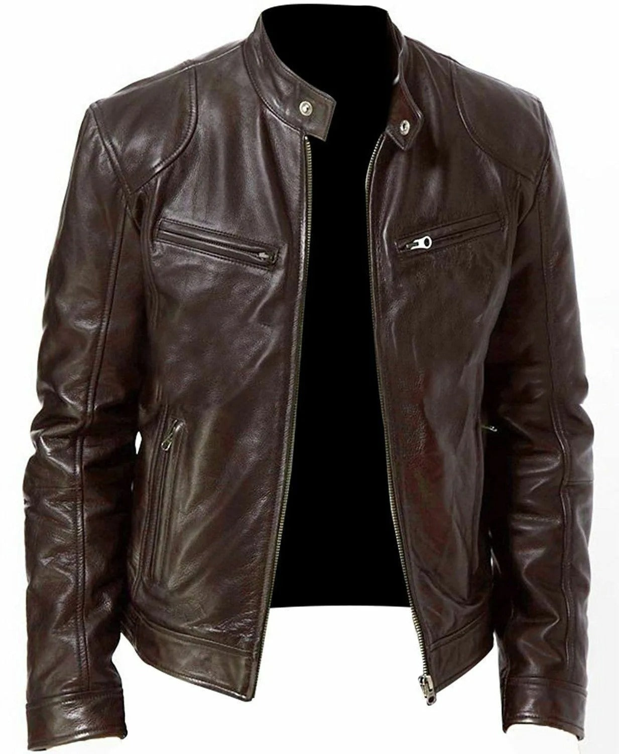 Brodie PU-PU leather jacket with stand-up collar