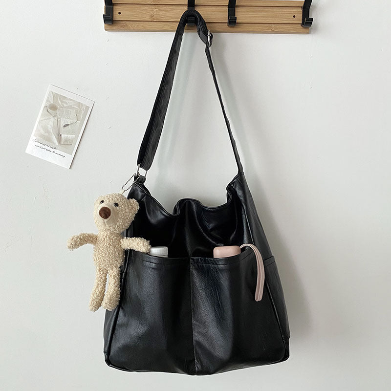 Stephanie - Large capacity bag made from textured, soft vegan leather