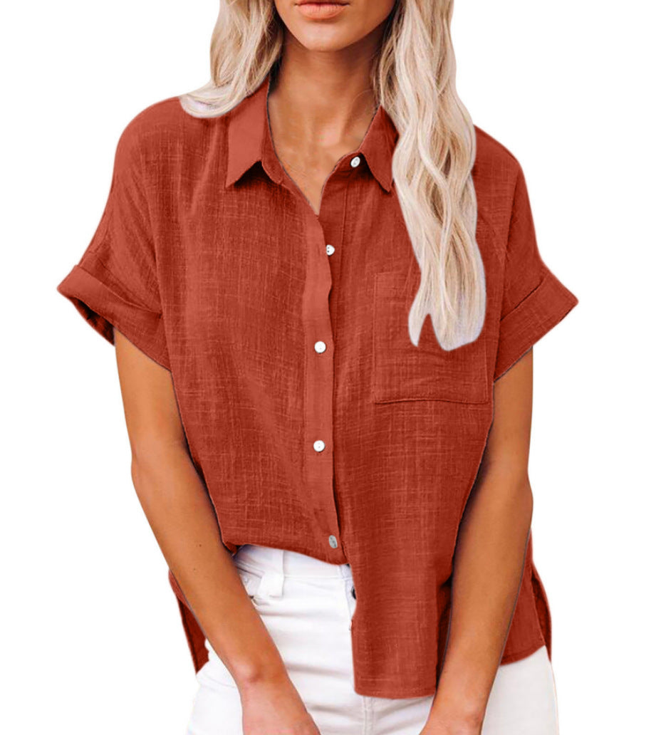 Vivi - Women’s Breathable Cotton Linen Button-Up Blouse