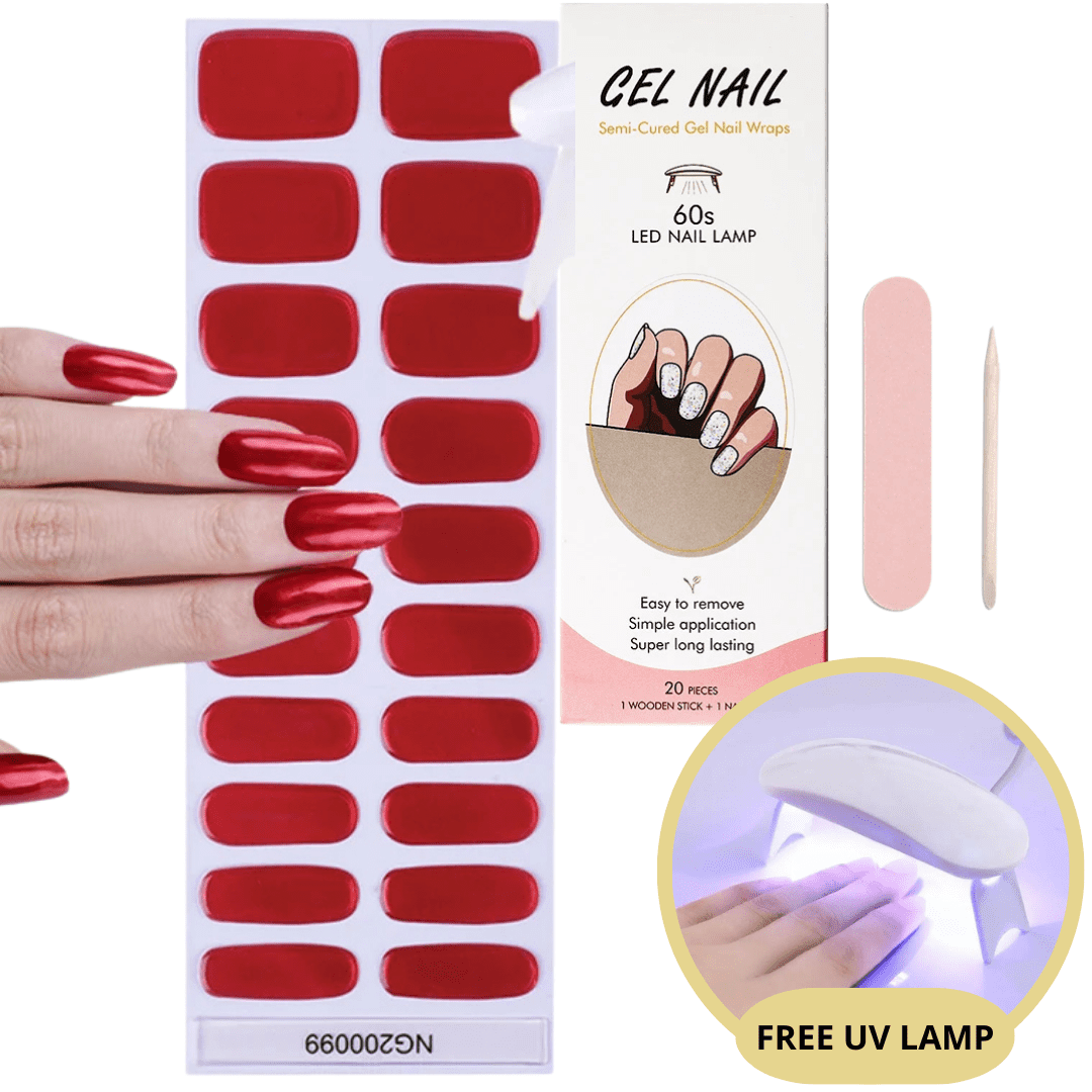 Gel nail sticker set with UV lamp