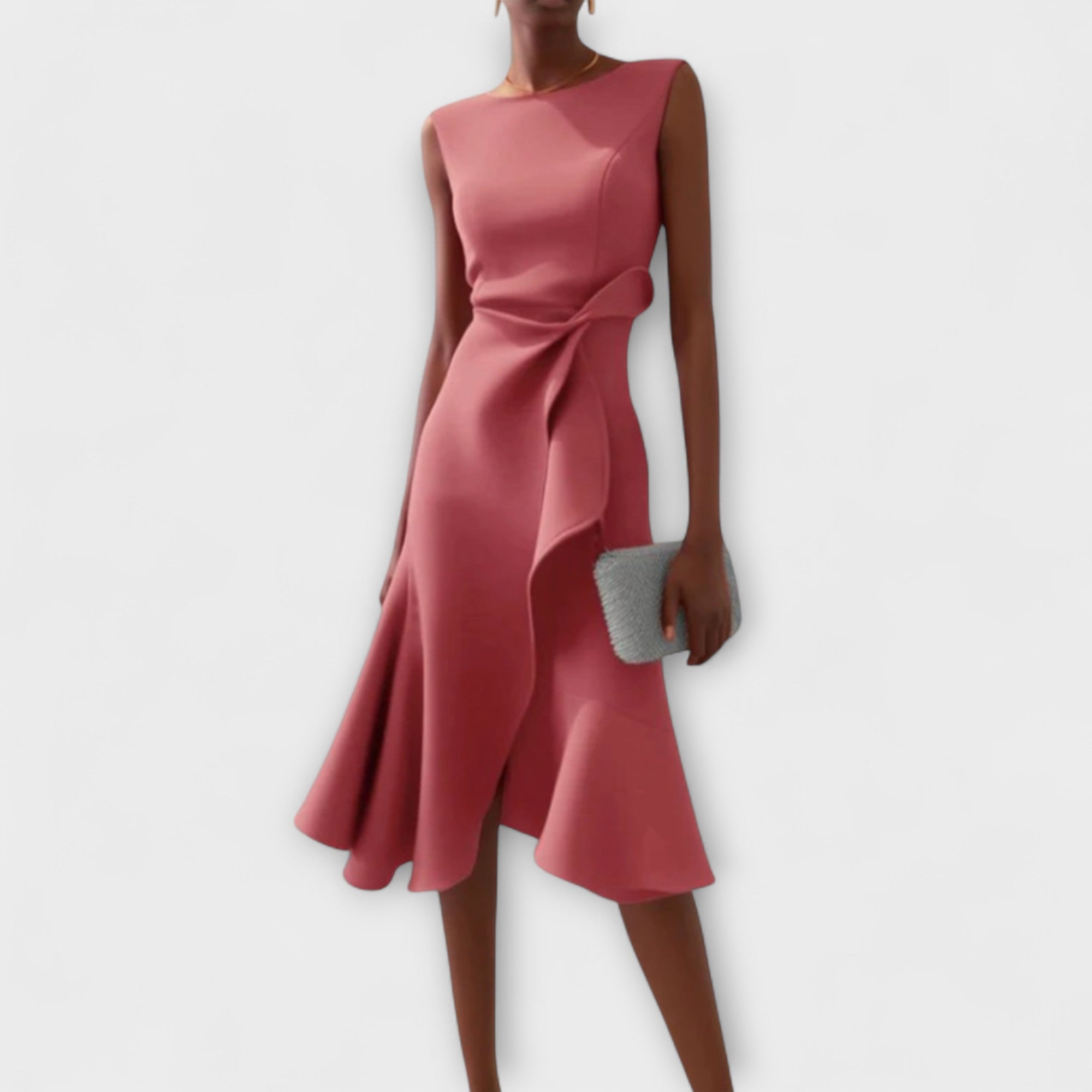 Helena - Draped Asymmetric Midi Dress