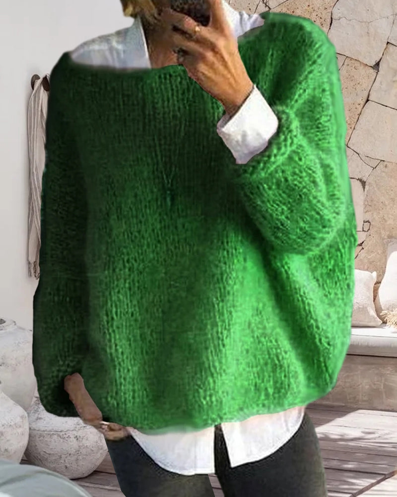 Classic off-shoulder knitted sweater for women