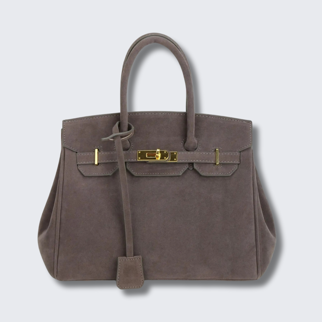 Kelly | Suede shoulder bag with gold hardware
