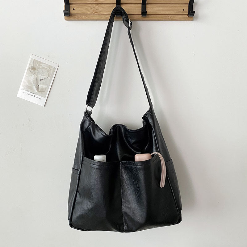 Stephanie - Large capacity bag made from textured, soft vegan leather