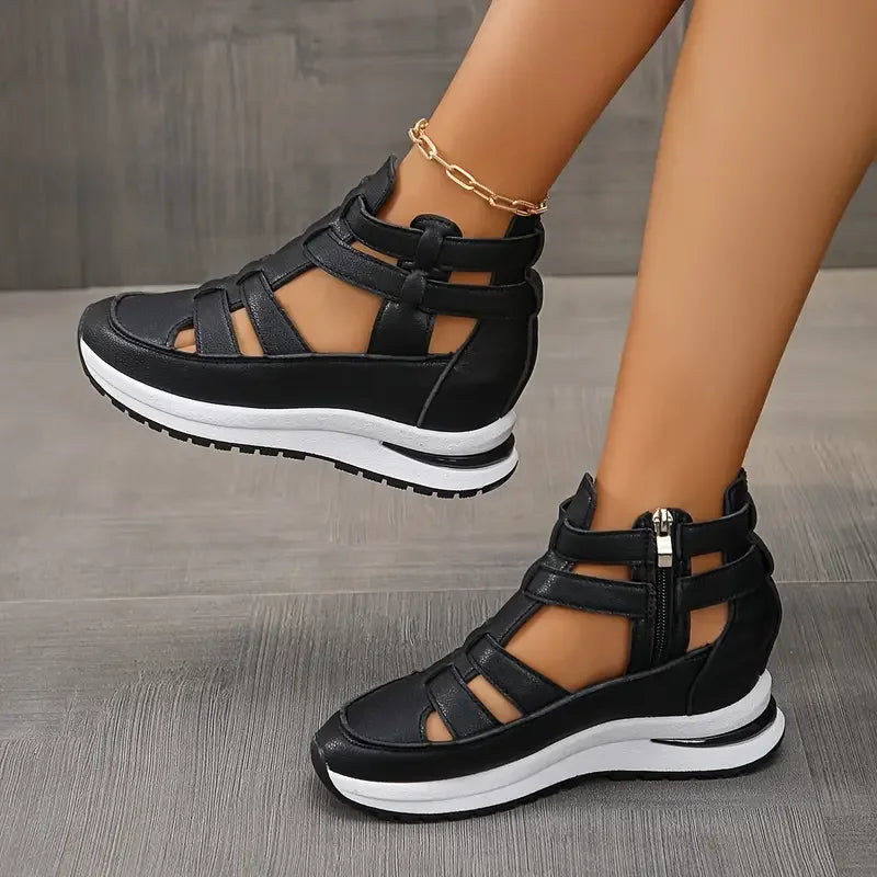 Pippa - Stylish Lightweight Wedge Sandals with Side Zip