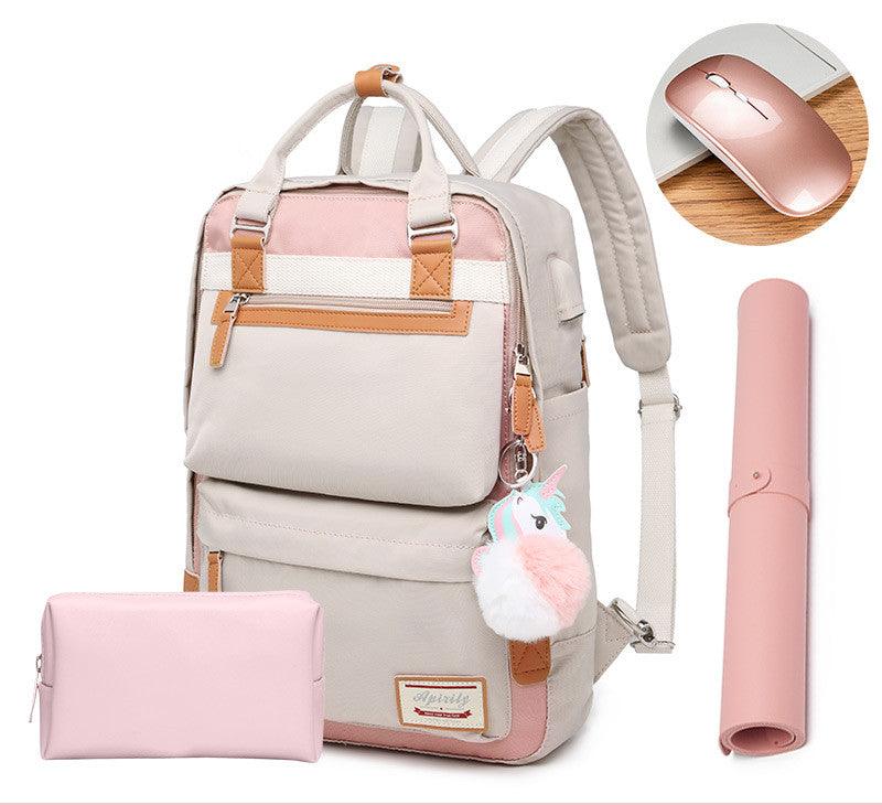 Stylish waterproof backpack for women with 15.6-inch laptop compartment