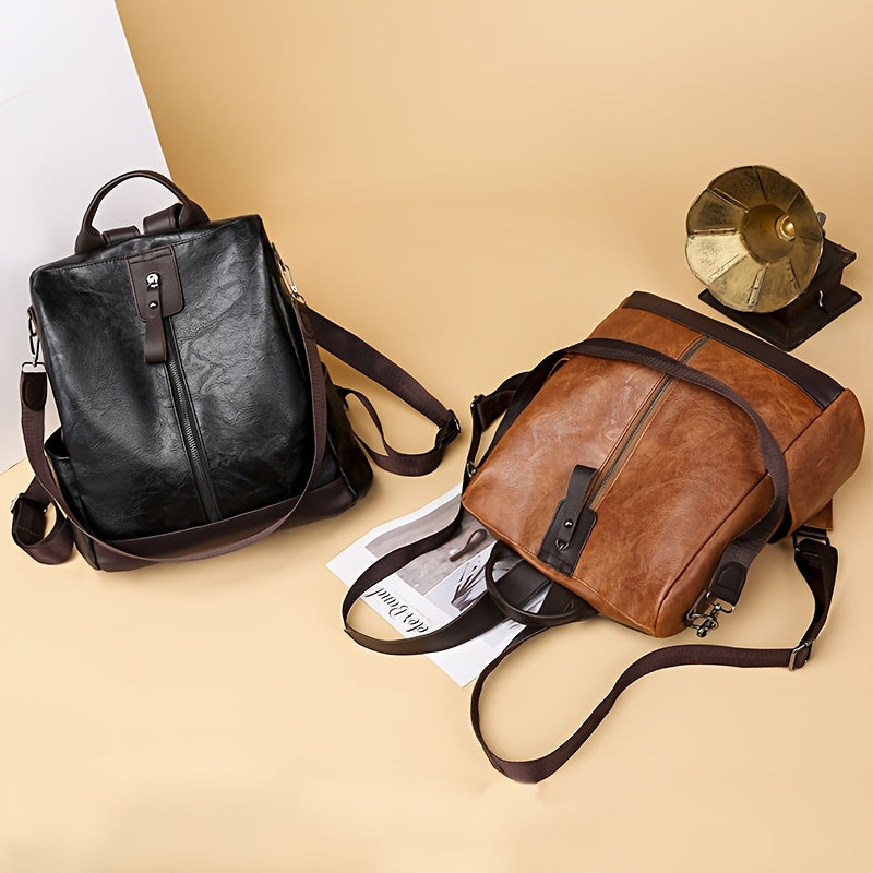 Bag backpack for women made from vegan PU leather with a secure design