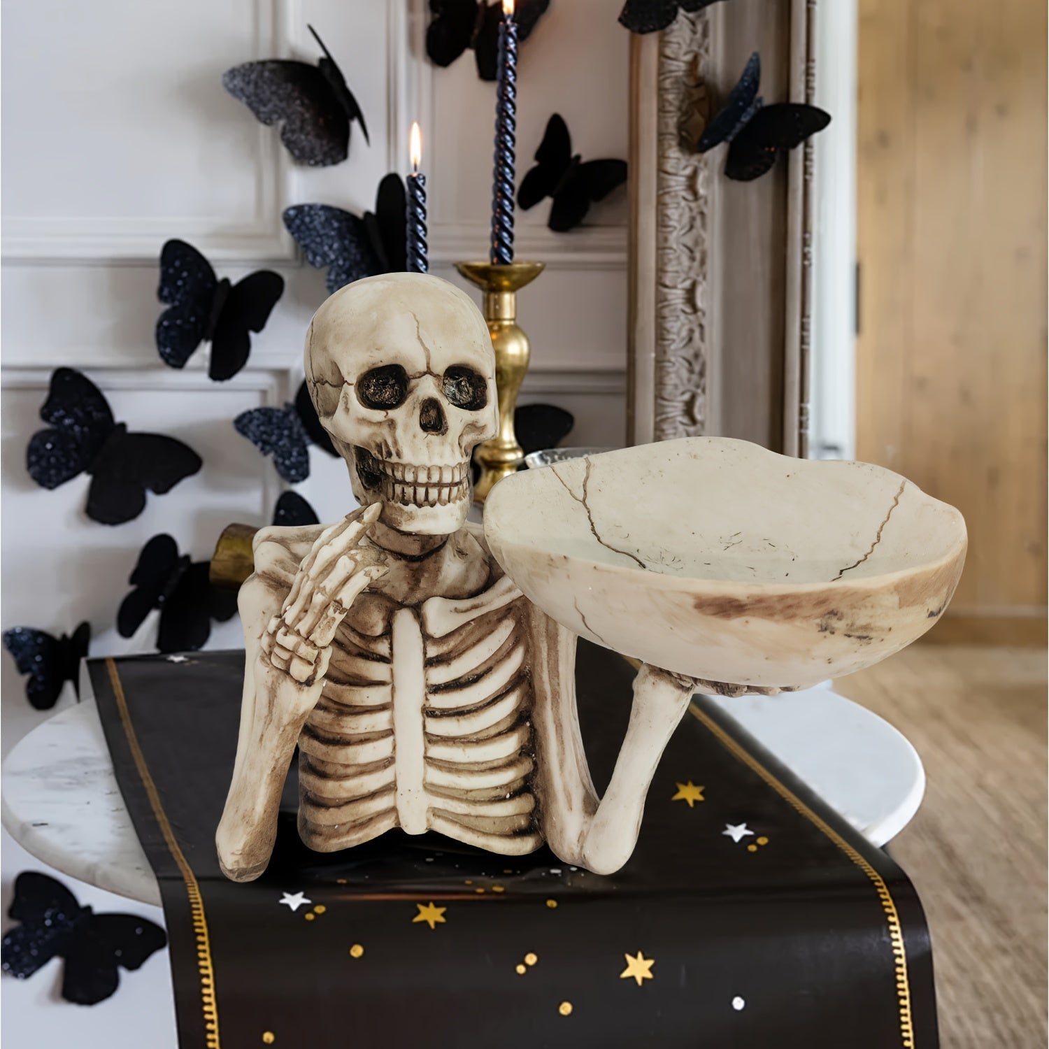 GhoulBowl | Resin skull bowl with bowl – Gothic skeleton Halloween decoration