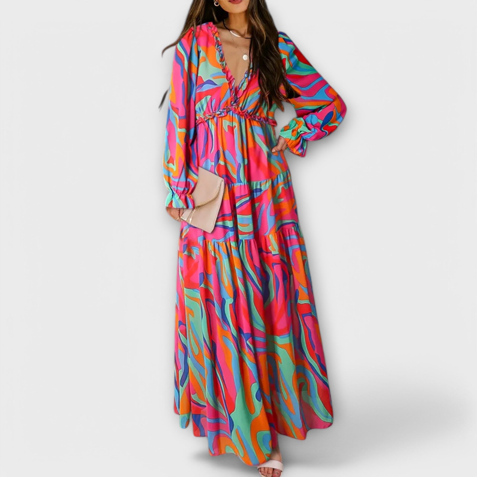 Nova - Elegant Patterned Maxi Dress